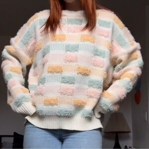 DEBUT COLORFUL PATCHWORK SWEATER